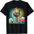 Pop Art Water Tower Colorful Urban Design T-Shirt