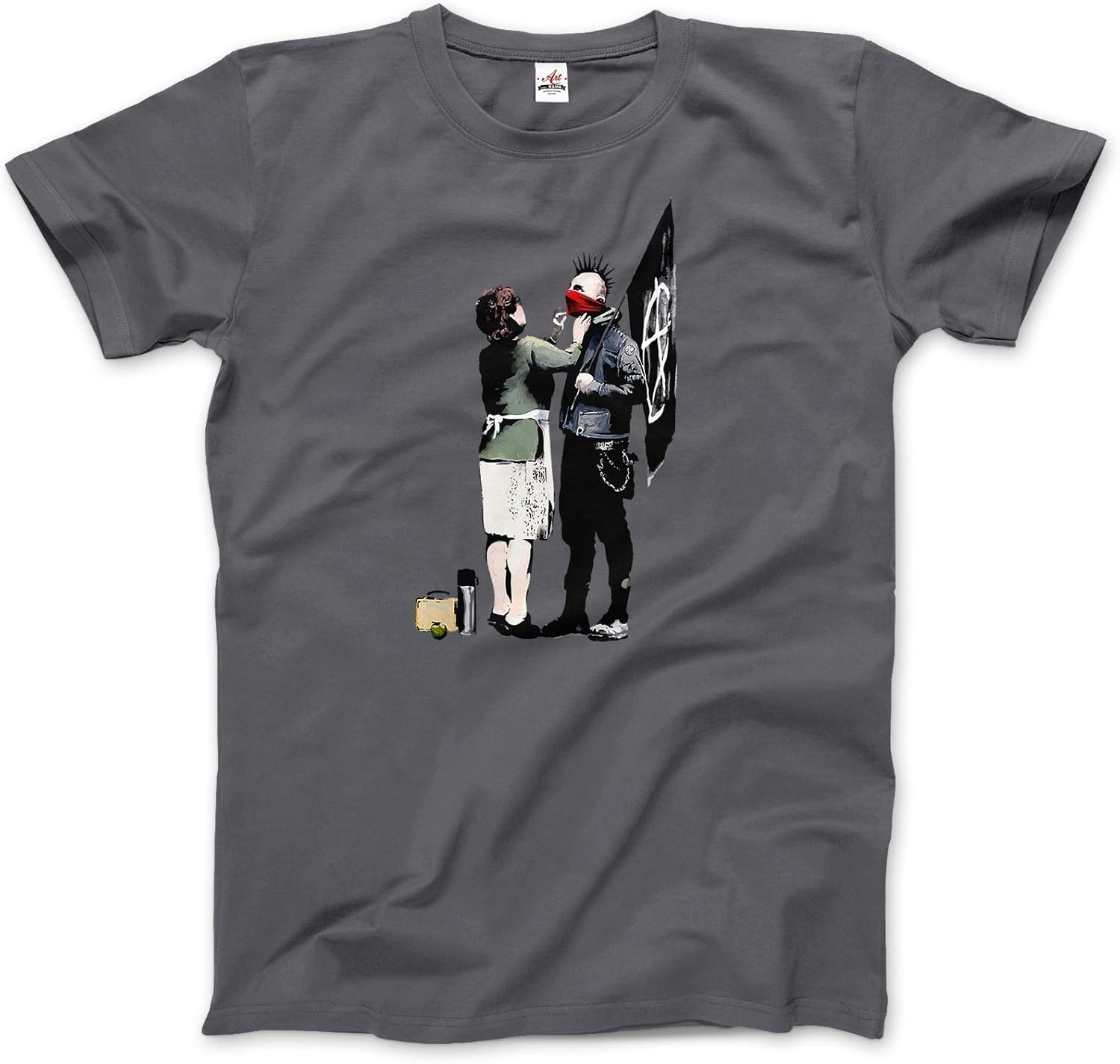 Banksy - Anarchist Punk and His Mother Artwork T-Shirt (Adults, Kids, Short & Long Sleeve) White