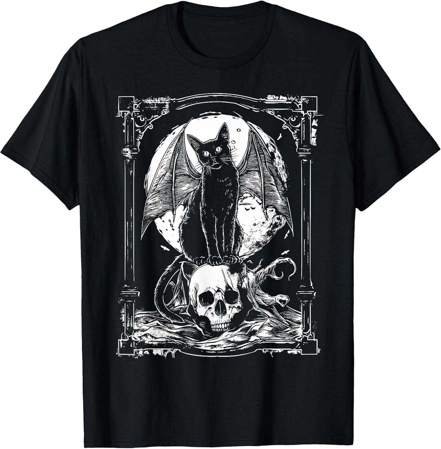 Bat Cat Skull | Occult Unholy Punk Goth Grunge Black Metal T-Shirt