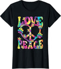 Love Peace Sign 60s 70s Outfit Hippie Groovy Women Girls T-Shirt