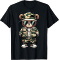 Camo Hip Hop Teddy Bear Camouflage Gangsta Streetwear Hustle T-Shirt