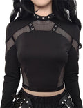 Punk Top T Shirt for Women Gothic Long Sleeve Rave Festival Halloween