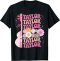 Girl Retro Taylor First Name Personalized Groovy 80's T-Shirt