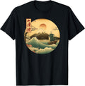 Japanese Old Ship and Mountain Fuji Kanji Japan Art T-Shirt
