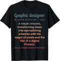 Black V-Neck Classic Fit Short Sleeve Graphic T-Shirt for Graphic Designers, Professionals - Unisex-Adult, Small
