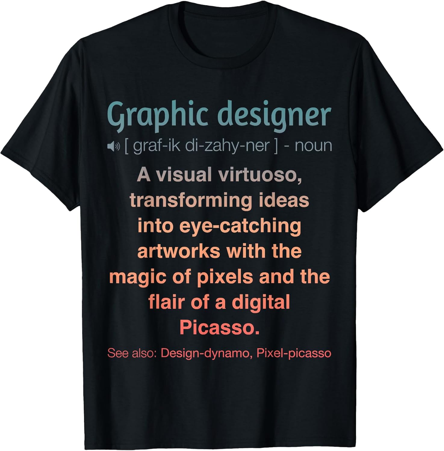 Black V-Neck Classic Fit Short Sleeve Graphic T-Shirt for Graphic Designers, Professionals - Unisex-Adult, Small