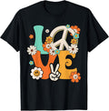 Peace Sign Love 60s 70s Hippie Costume Flowers Women Girls T-Shirt