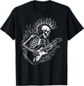 Punk Rock Skeleton Electric Guitar Rocker Men Boys Kids T-Shirt