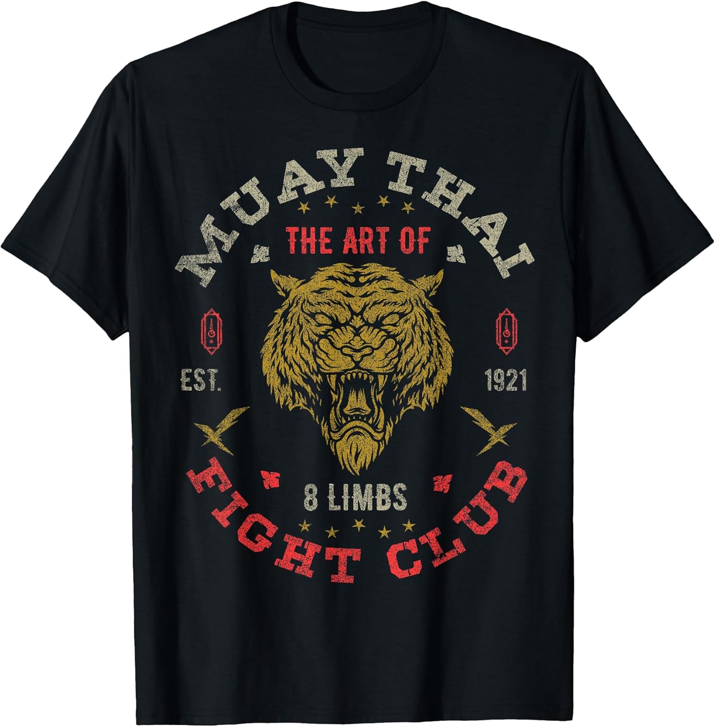 Muay Thai Fighter Vintage Tee Twin Tiger Art of 8 Limbs T-Shirt