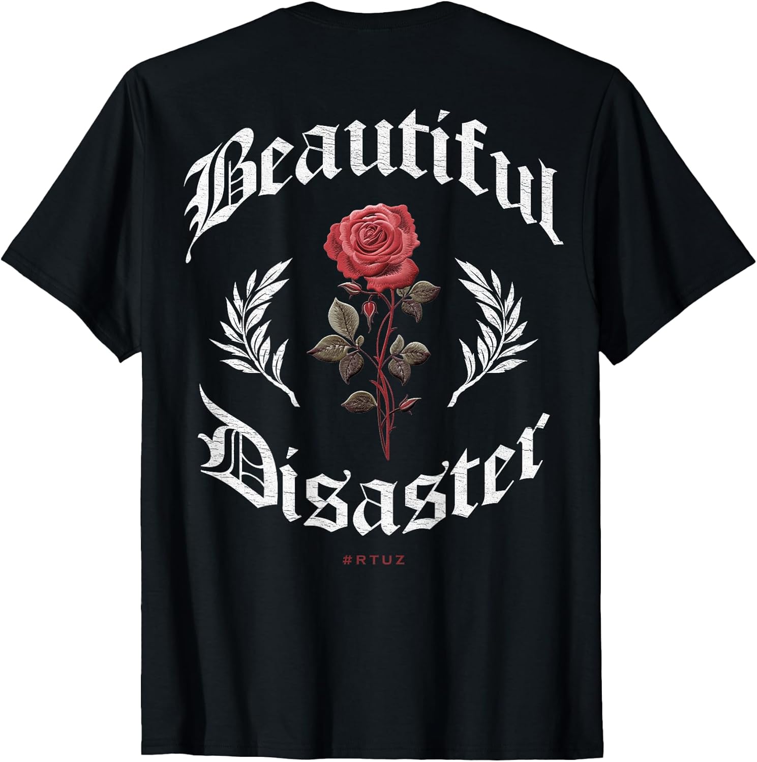 Urban Hip Hop Vintage Hipster Y2K Back Print Streetwear Rose T-Shirt