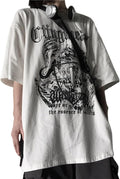 Men Women Y2K Goth Shirt Emo Alt Cross Graphic Tee Grunge Dark Academia T-Shirt Oversized Baggy Tops Clothes