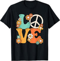 Peace Sign Love 60s 70s Groovy Hippie Outfit Women Men Kids T-Shirt