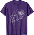 Abstract minimalist woman face line art Floral Artsy Fashion T-Shirt