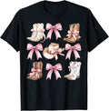 Coquette Cowgirl Boots with Pink Bows Aesthetic Y2K Womens T-Shirt