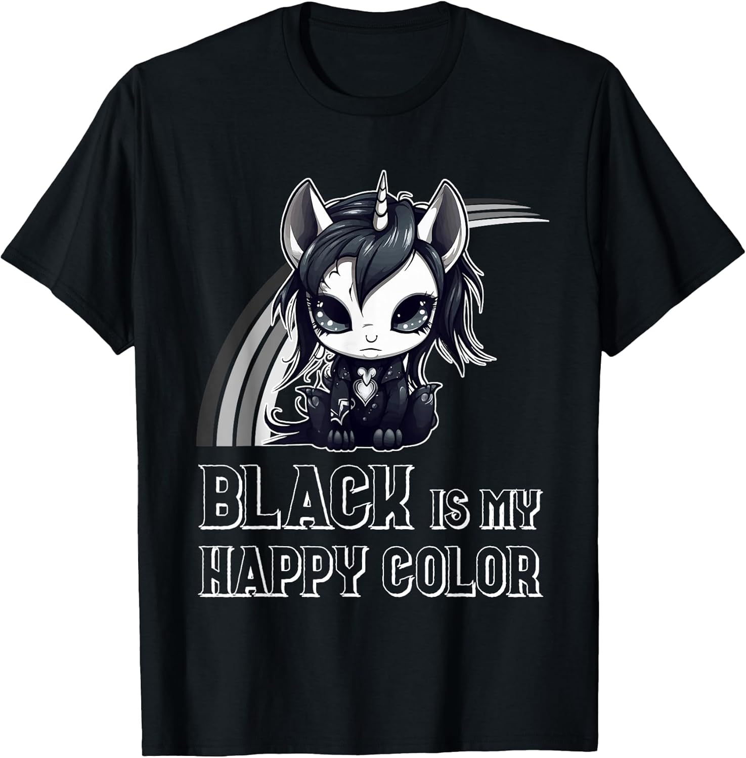 Black is My Happy Color Goth Girl Emo Gothic Unicorn T-Shirt