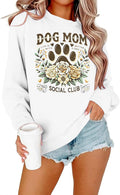 Dog Mom Sweatshirt Women Dog Mama Graphic Shirt Cute Paw Shirts Puppy Lover Pullover Casual Long Sleeve Tee Tops