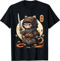 Japanese Samurai Cat Tattoo Kawaii Ninja Cat T-Shirt