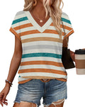 Womens T Shirts V Neck Cap Sleeve Summer Tops Basic Women Blouses Beach Vacation Spring Clothes