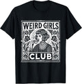Weird Girls Club Vintage Linocut Retro Introvert Aesthetic T-Shirt