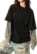 Harajuku Oversized Striped Shirts Y2K Grunge Clothes Crew Neck Emo Scene Clothes Streetwear Baggy Shirt Pullover