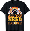 Love Peace Sign 60s 70s Outfit Hippie Costume Women Girls T-Shirt