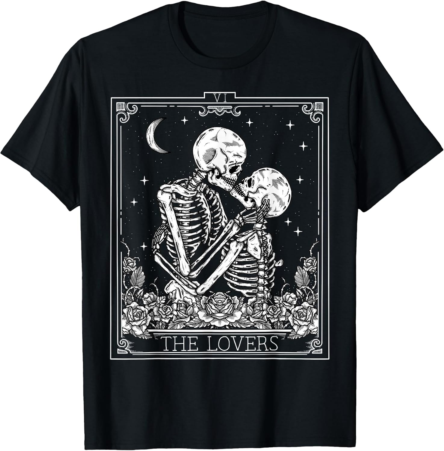 The Lovers Vintage Tarot Card Astrology Goth Halloween Women T-Shirt Small