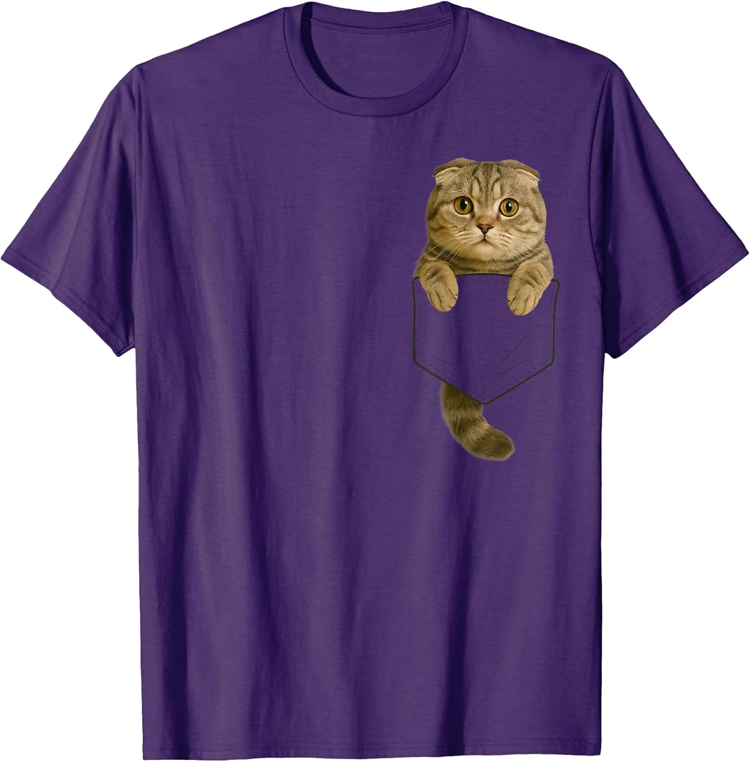 Scottish Fold Cat Pocket Gifts Cat Mom Cat Dad Cat Lover T-Shirt
