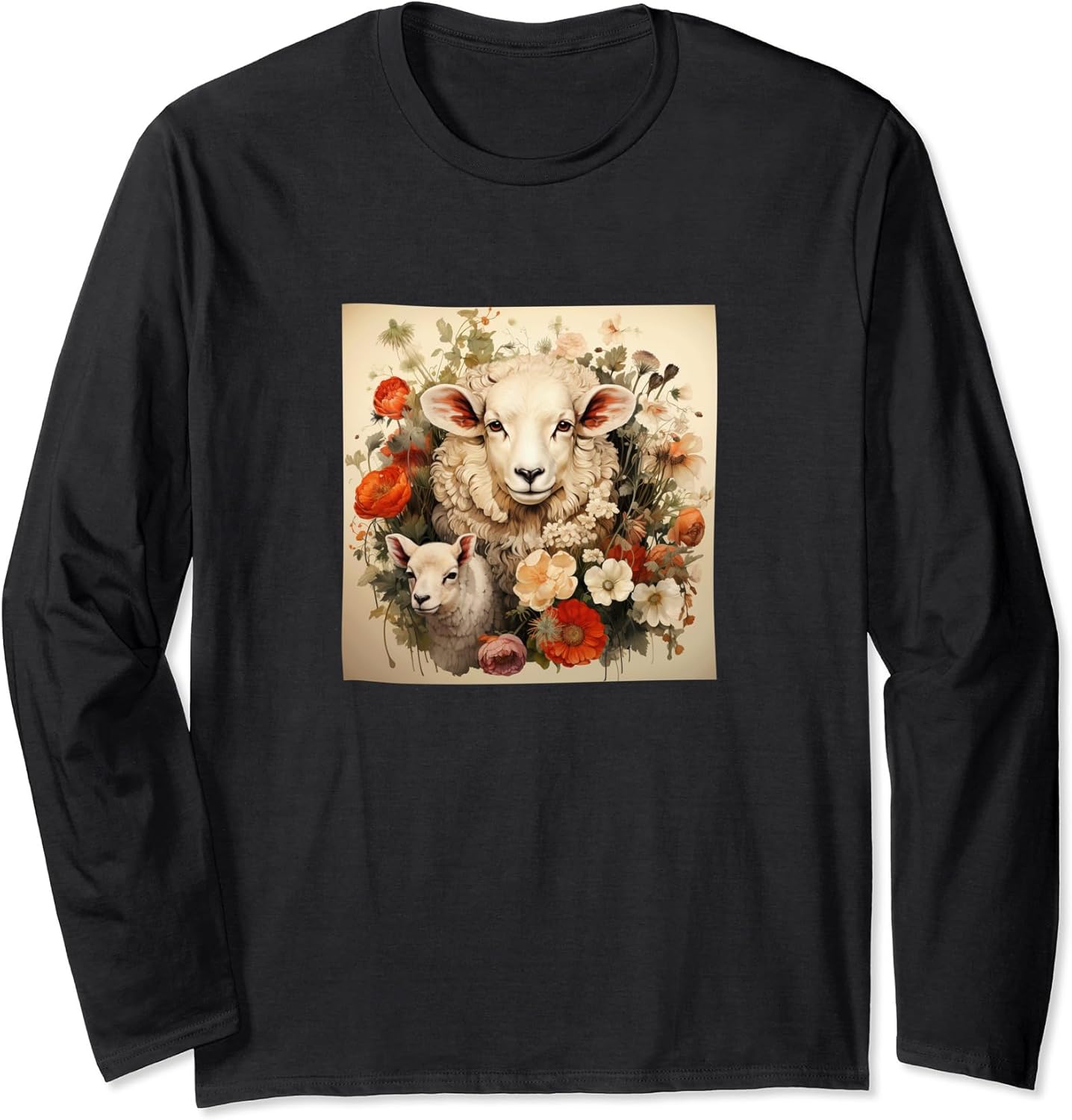 Sheep Cottagecore Botanical Flowers Merch