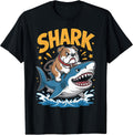 Bulldog Riding Shark Space Galaxy Jawsome Tee