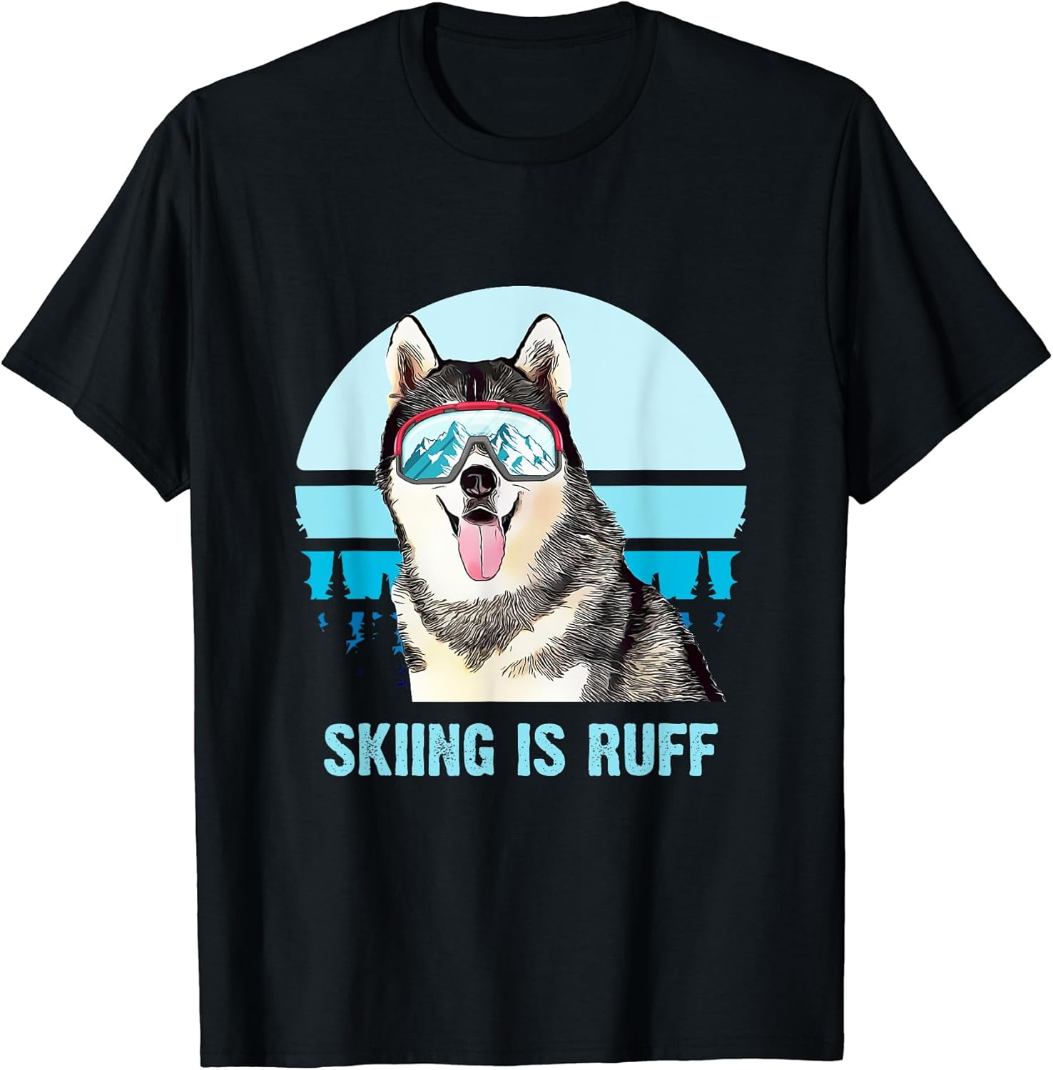 Siberian Husky Winter Skiing is Ruff Ski Dog Lover T-Shirt