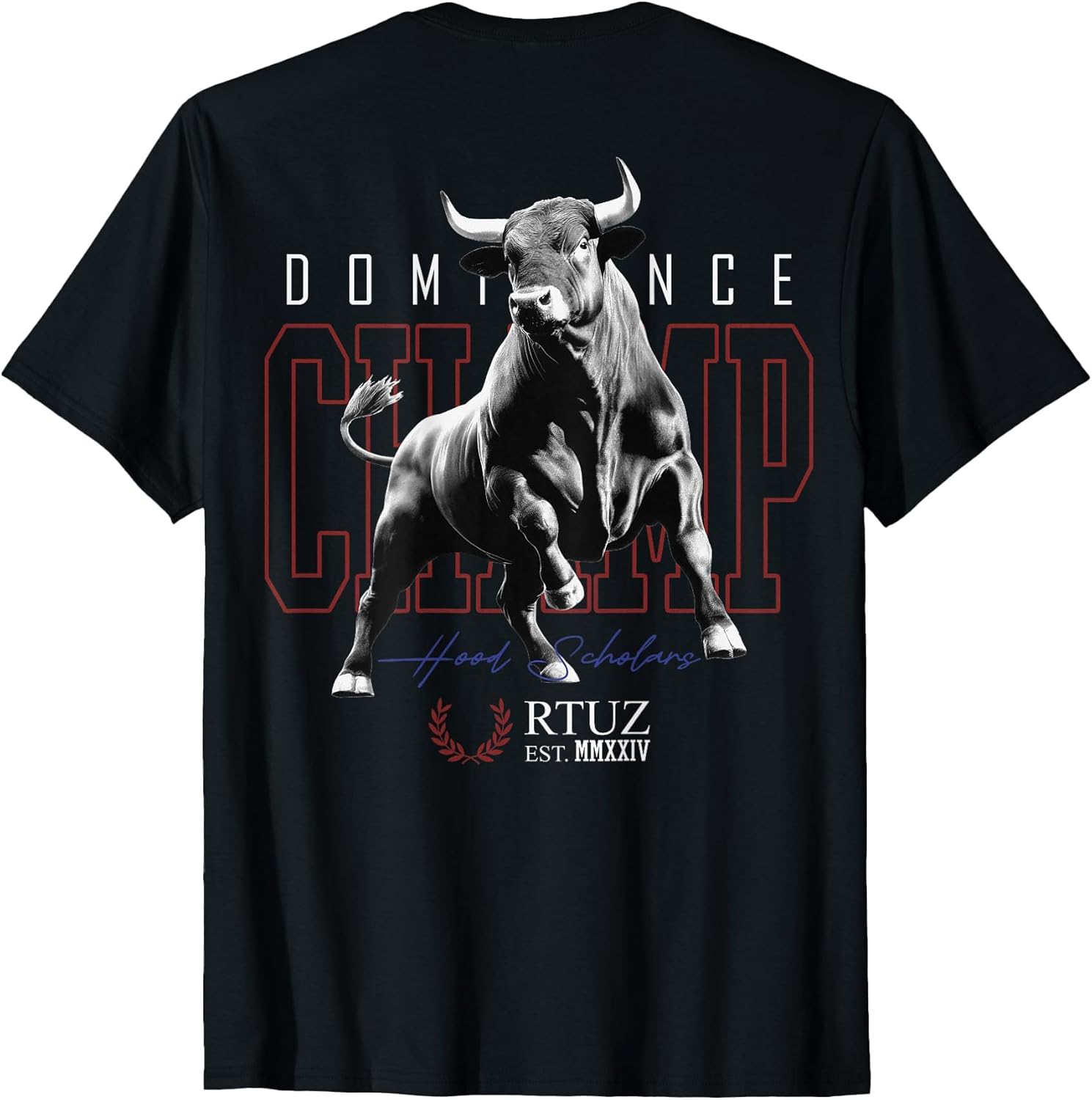 Hip Hop Urban Vintage Edgy Y2K Back Print Streetwear Bull T-Shirt