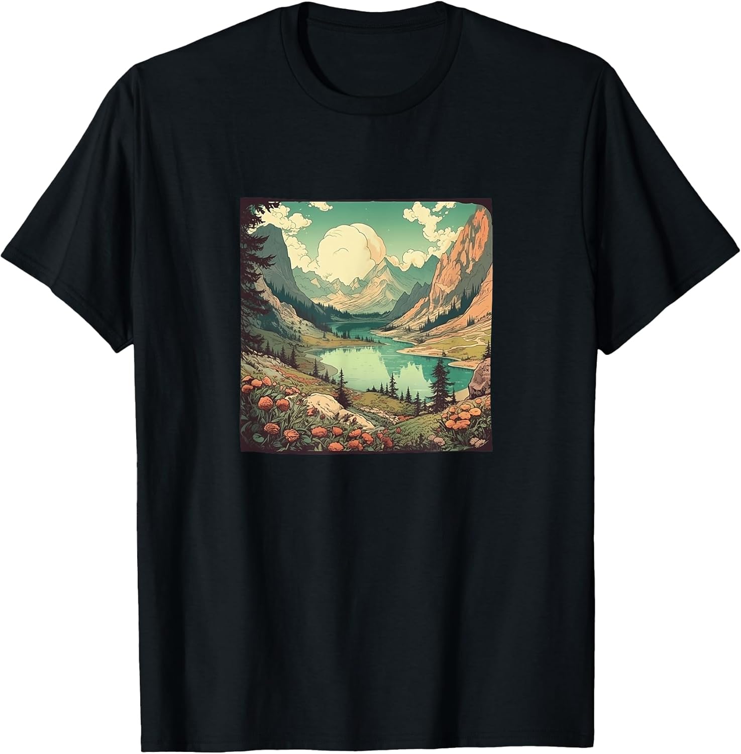 Alpine Forest Lake Vintage Landscape Merch