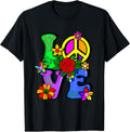 Retro 60's 70's Flower Power Hippy, Groovy Love Peace Hippie T-Shirt