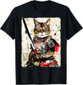 Vintage samurai cat tee Japanese ninja urban art graphic Men Women Girls Kids T-Shirt