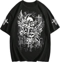 Men's Gothic Graphic Tops Y2K Cross Print Short Sleeve Crewneck Christian Tshirt