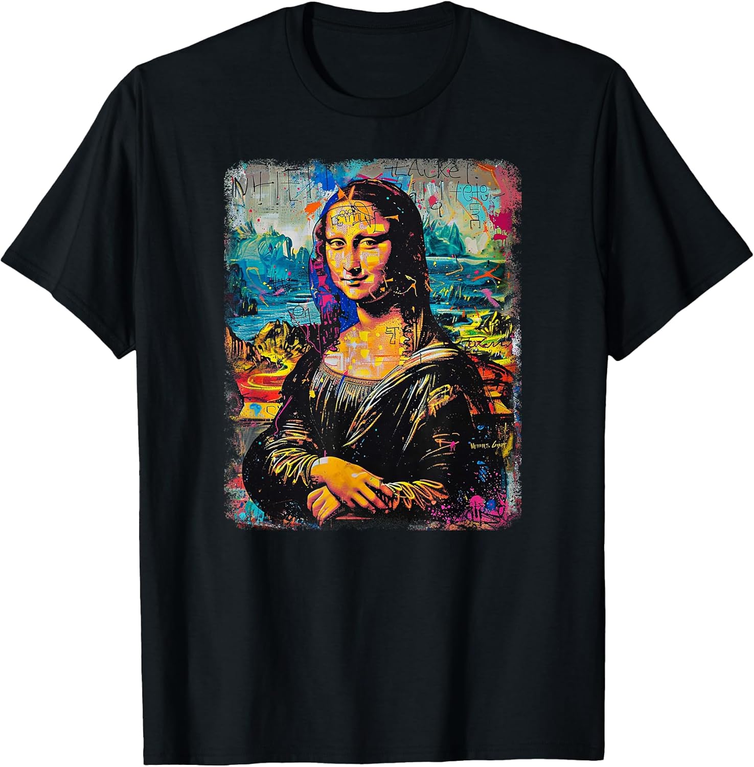 Abstract Graffiti Art Leonardo Da Vinci Art Mona Lisa T-Shirt
