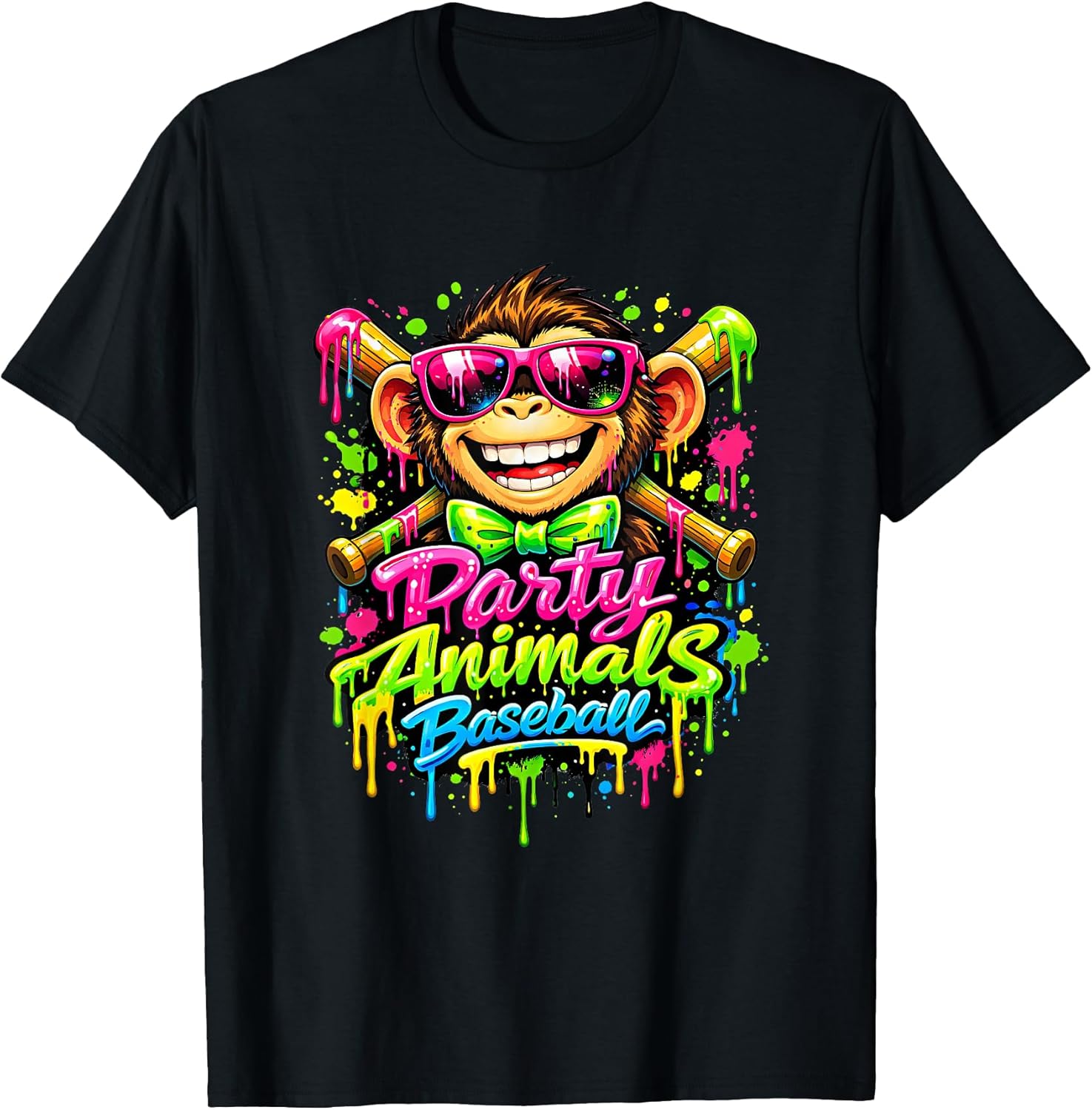 Party Animals Baseball Monkey Sunglasses Graffiti