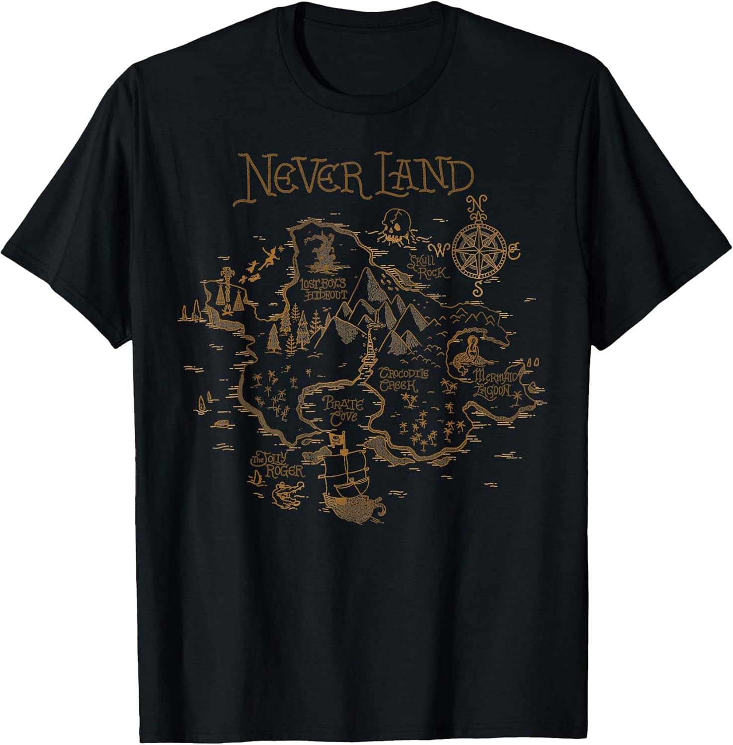 Peter Pan Never Land Map Graphic T-Shirt T-Shirt Small