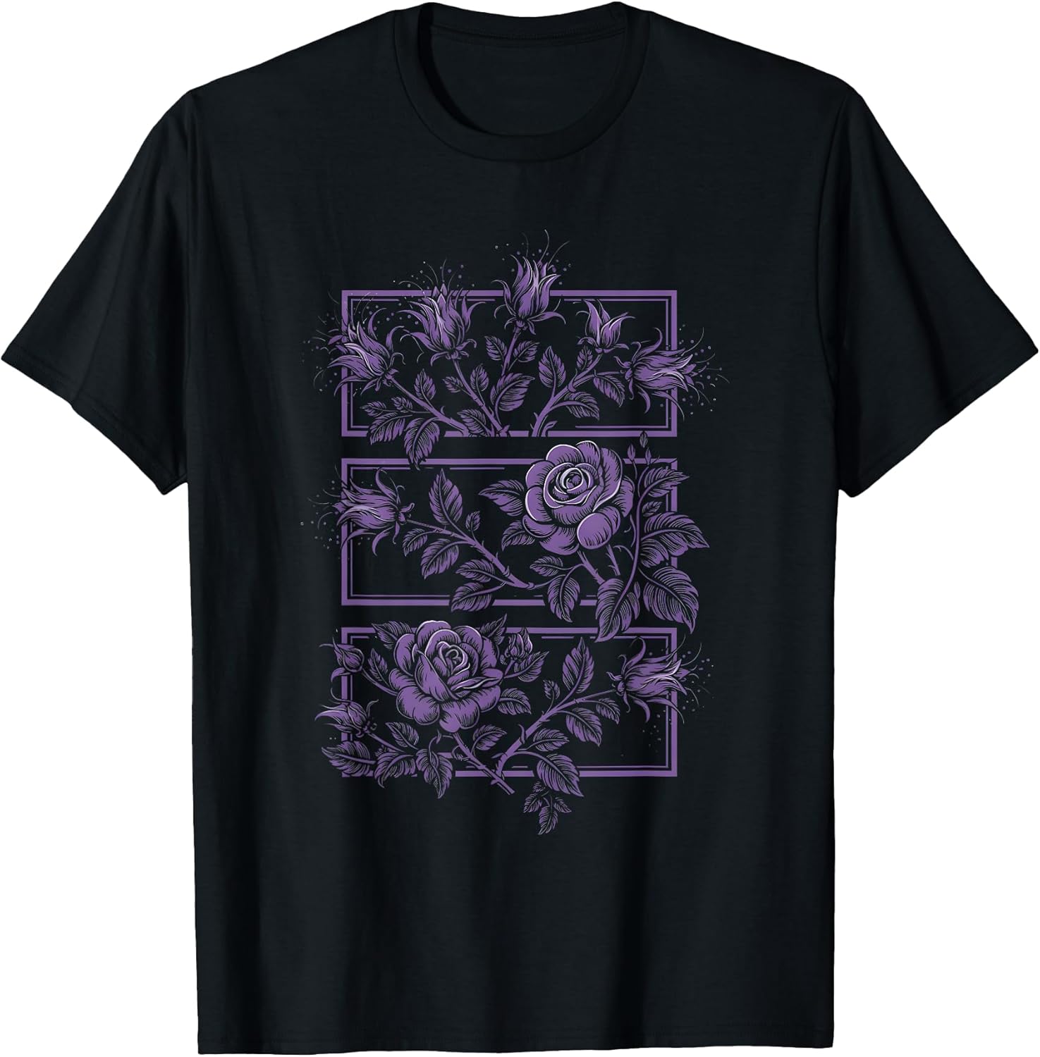 Creepy Dark Purple Gothic Rose Floral Flower T-Shirt