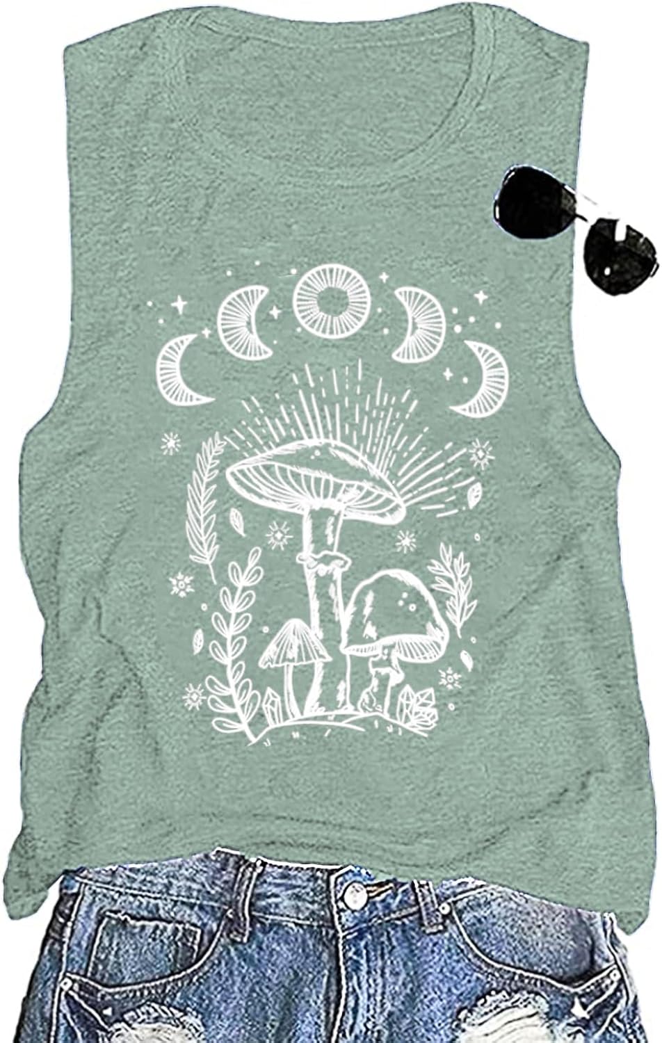 Vintage Boho Graphic Tees for Women Summer Round Neck Nature Cottagecore Tee Tops