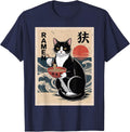 Tuxedo Cat Eating Ramen Kawaii Funny Cat Lover Gift Men Dad T-Shirt