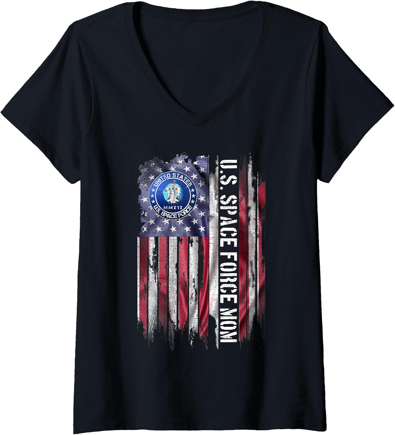 Vintage USA Flag Proud US Space Force Veteran Mom