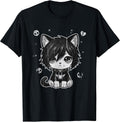 Goth Girl Emo Gothic Cat, Punk Dark Music, Grunge Cute Kitty T-Shirt