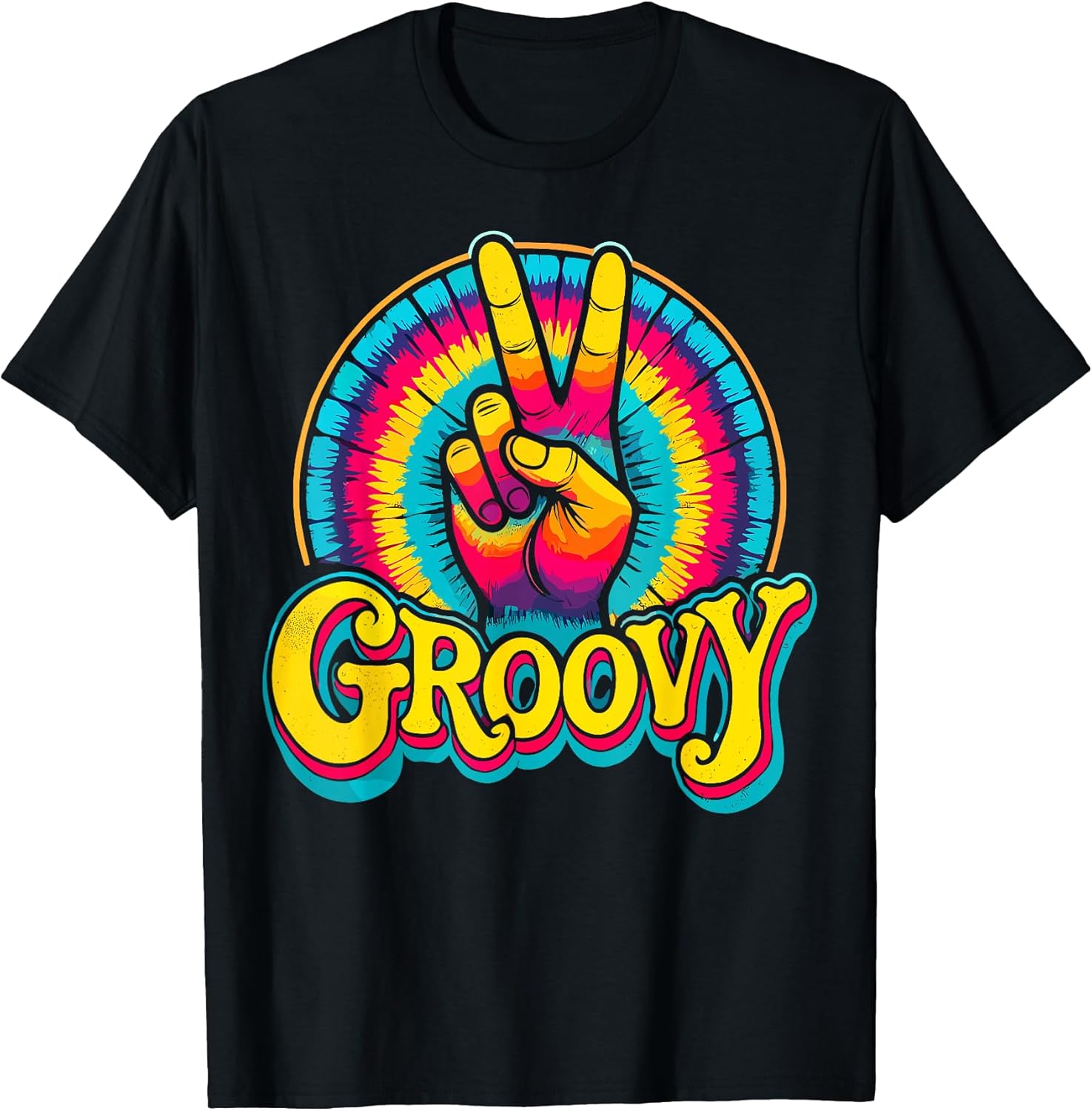 Groovy Peace Sign Hippie Retro Tie Dye T-Shirt