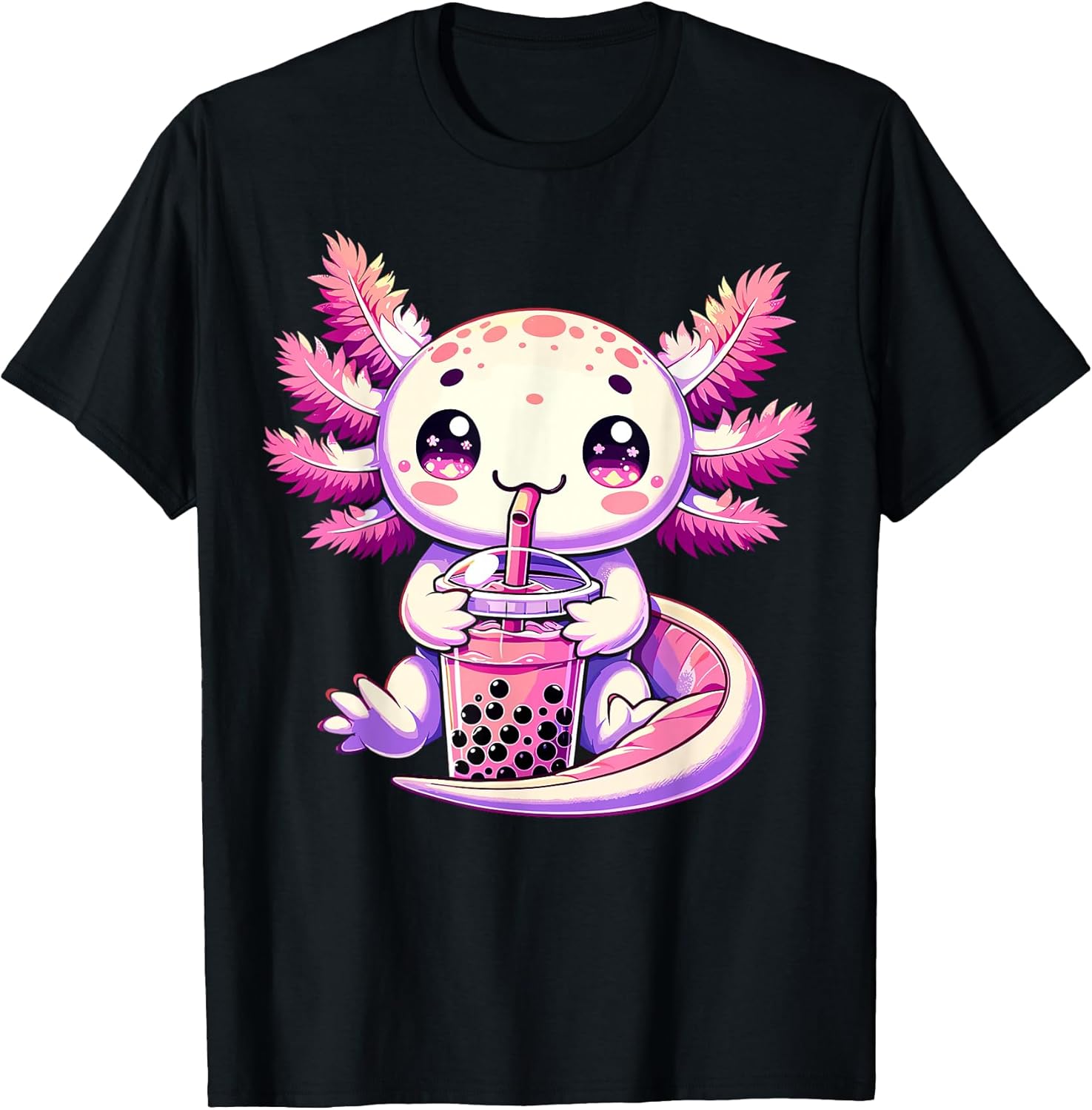 Bobalotl Kawaii Axolotl Drinking Boba Tea