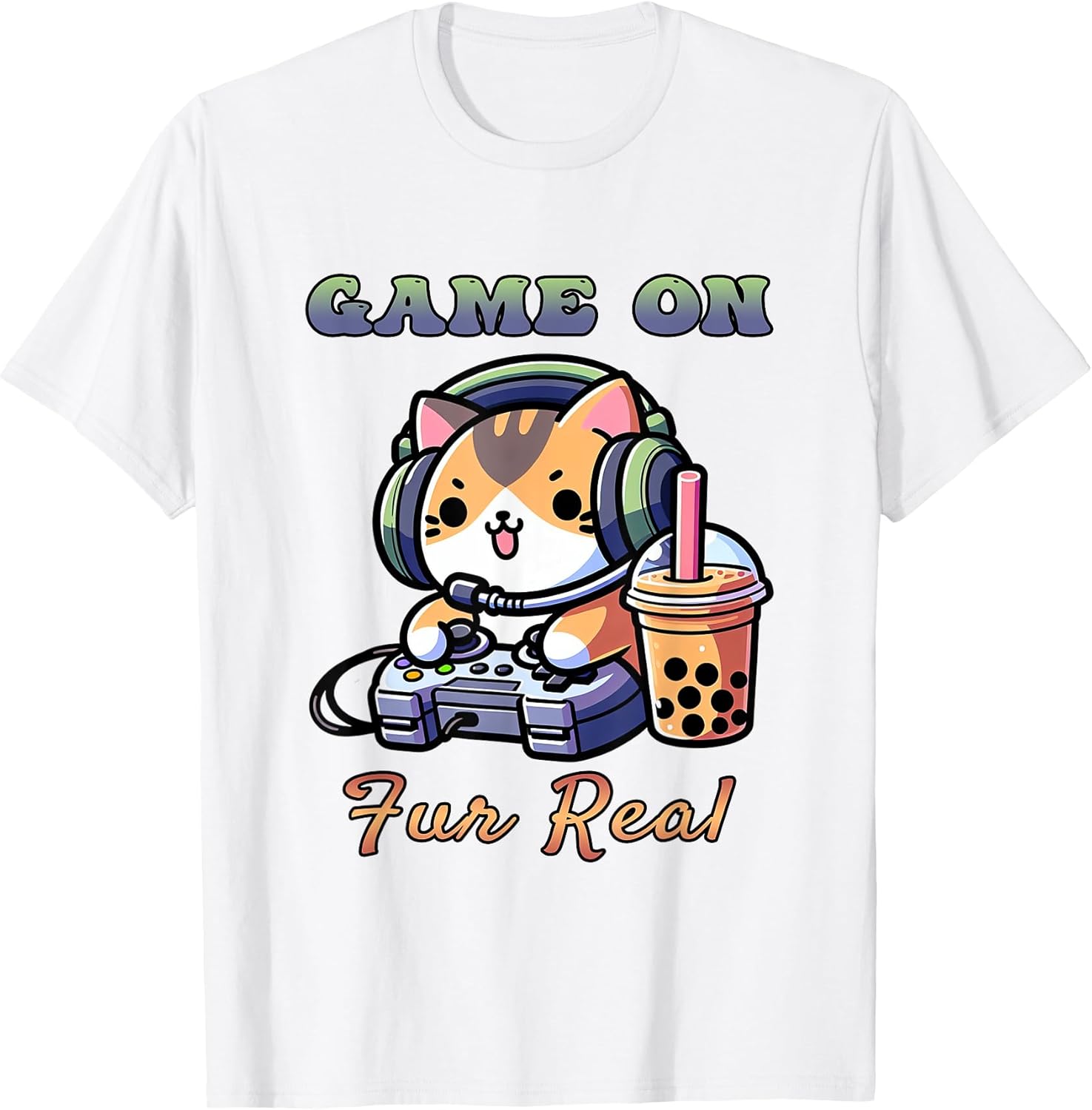 Funny Gamer Boba Cat Lover Video Gaming Humor Tees