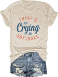 Softball Moms T-Shirt Women There's No Crying in Softball Mama Shirt Funny Softball Lover Graphic Tee Casual Tops