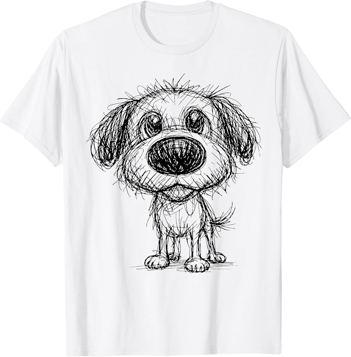 Puppy Lover Abstract Scribble Dog Art Cute Pet Sketch T-Shirt