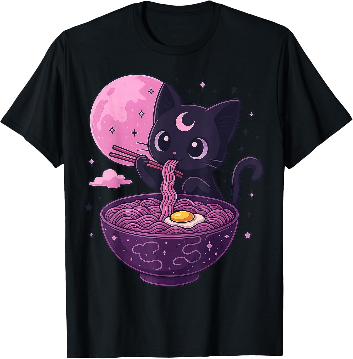 Japanese Anime Black Cat Apparel Gift Graphic Tees