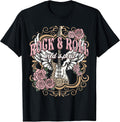 Vintage Rock n Roll Wild Spirit Lets Rock Guitar Floral T-Shirt